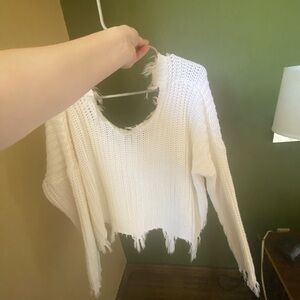 Off-the-Shoulder White Sweater